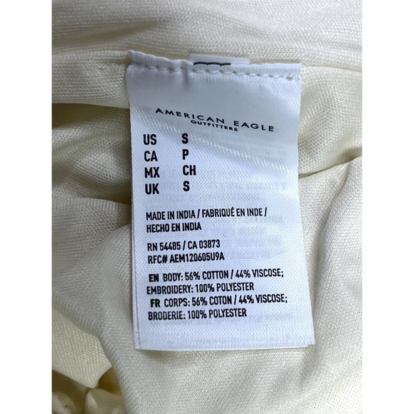 American Eagle Shorts Women's Small Boho Embroidery Floral Tassel Tie Ivory - Picture 4 of 11